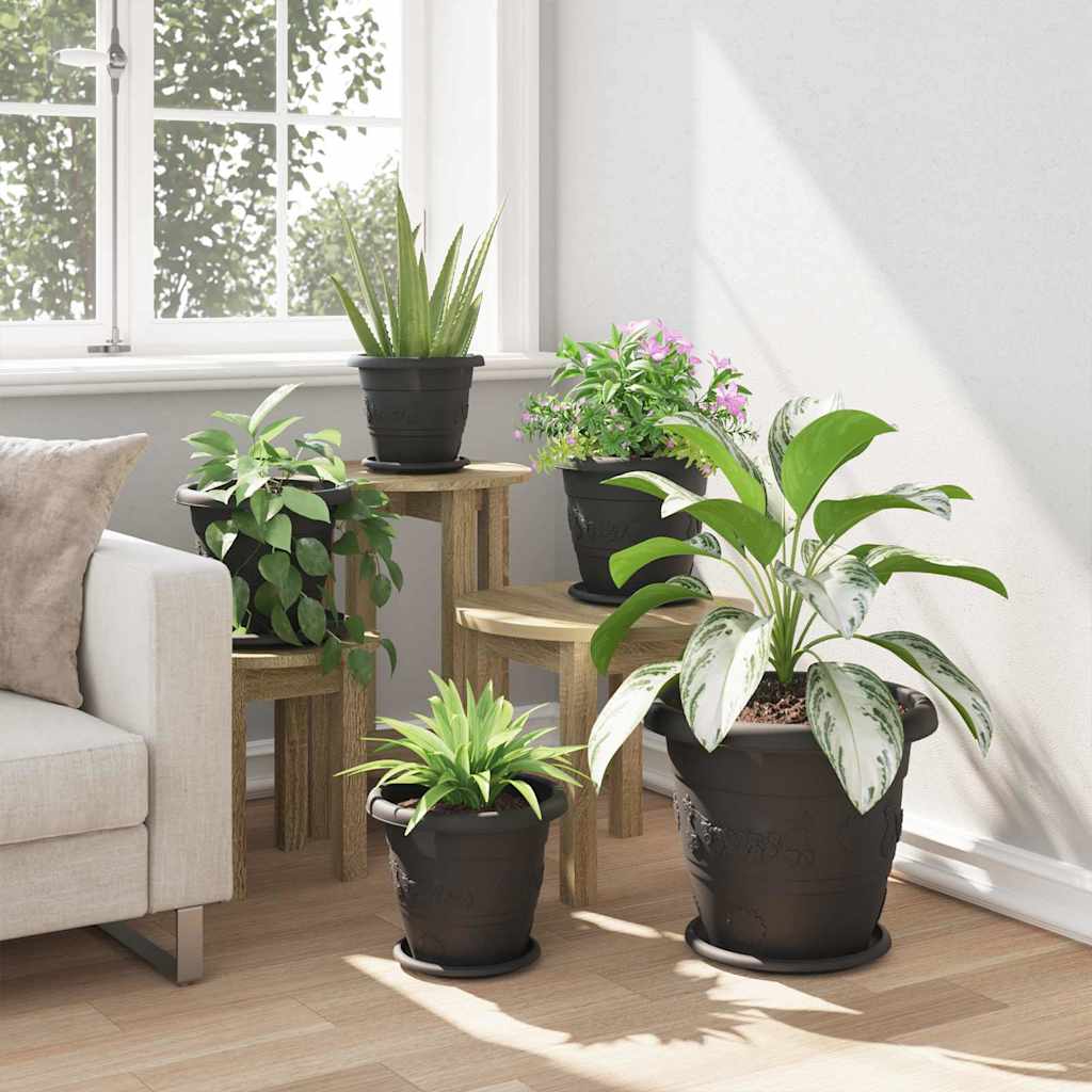 Kružni Pladanj za Cvijeće 6 pcs Crna Ø 19 x 2 cm Plastika