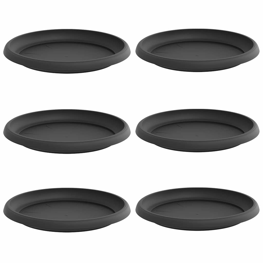 Kružni Pladanj za Cvijeće 6 pcs Crna Ø 14 x 2 cm Plastika