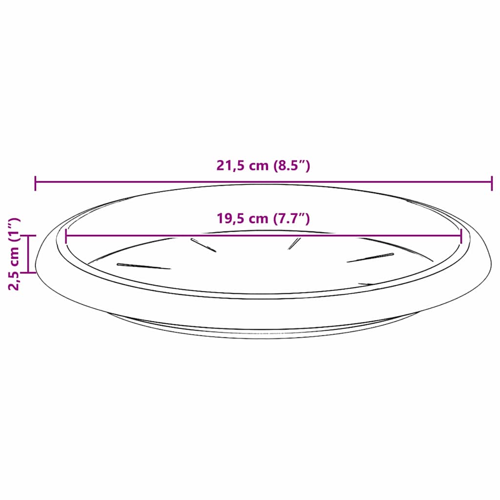 Kružni Pladanj za Cvijeće 6 pcs Crna Ø 14 x 2 cm Plastika