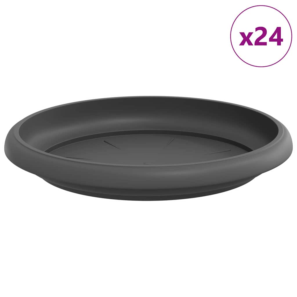 Kružni Pladanj za Cvijeće 24 pcs Crna Ø 15,5 x 2 cm Plastika