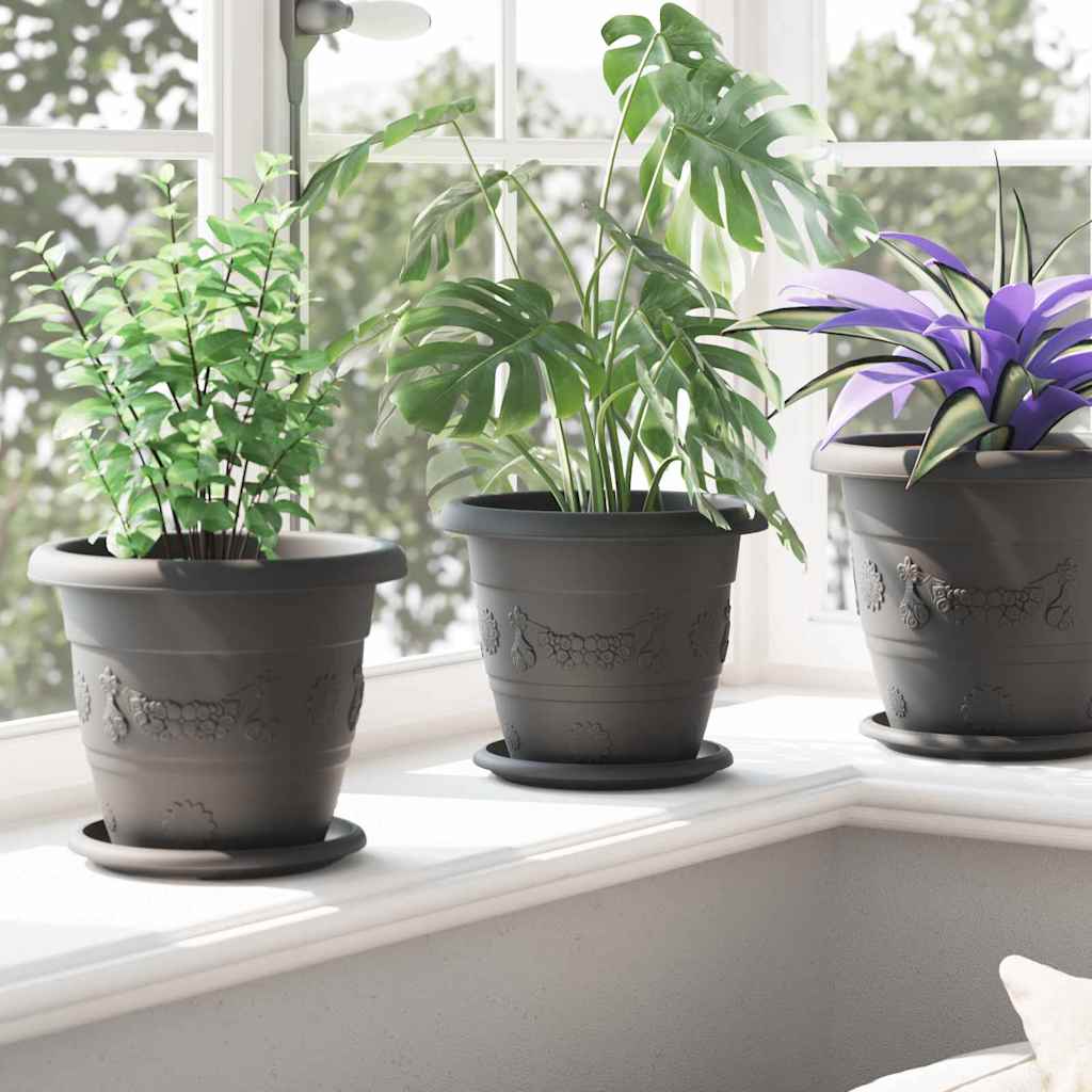 Kružni Pladanj za Cvijeće 24 pcs Crna Ø 17,5 x 2 cm Plastika