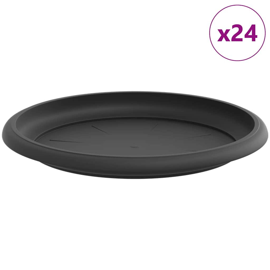 Kružni Pladanj za Cvijeće 24 pcs Crna Ø 17,5 x 2 cm Plastika