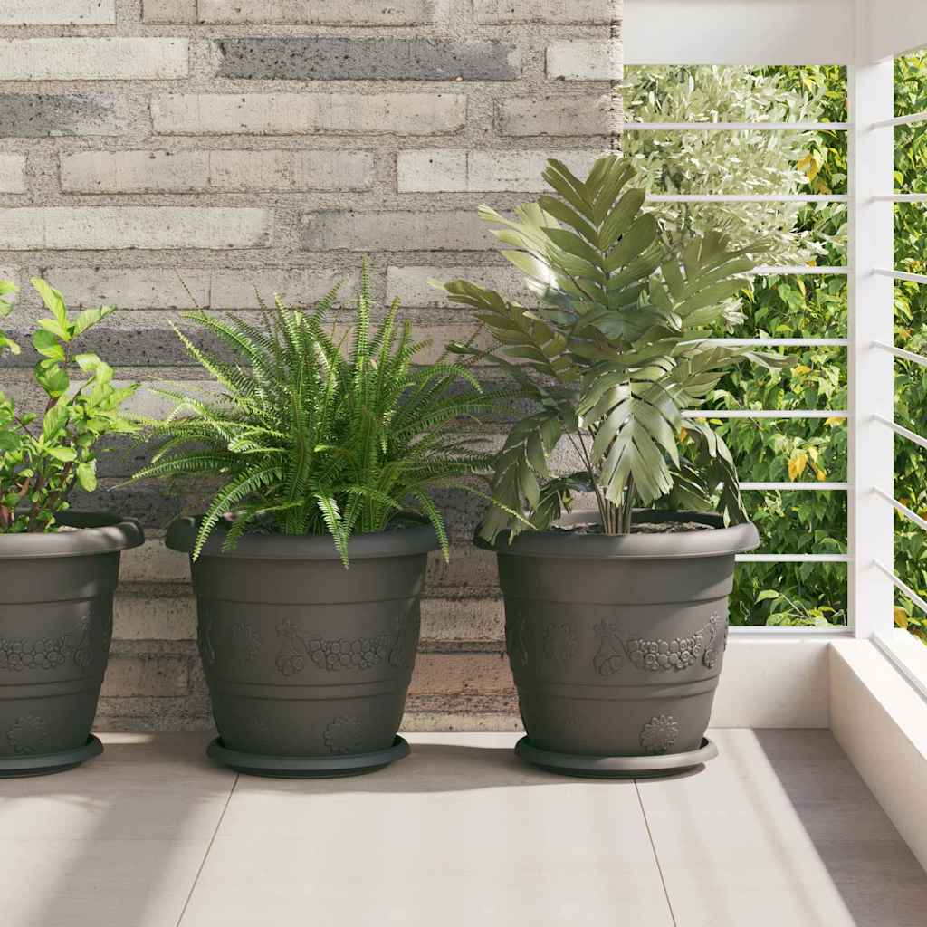 Kružni Pladanj za Cvijeće 24 pcs Crna Ø 21,5 x 2,5 cm Plastika