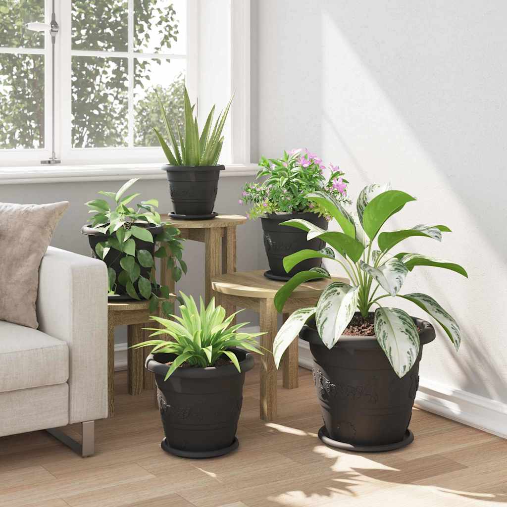 Kružni Pladanj za Cvijeće 24 pcs Crna Ø 21,5 x 2,5 cm Plastika