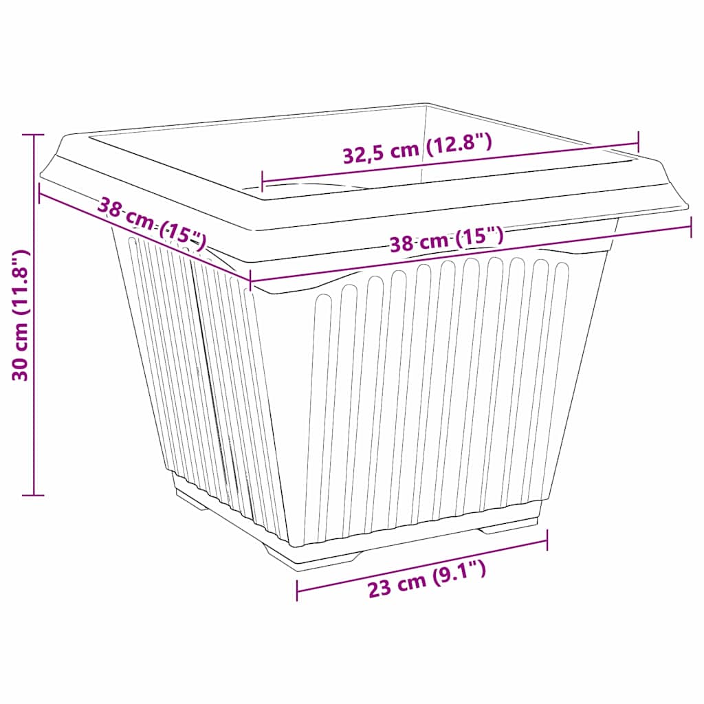 Kvadratna saksija za cvijeće 6 pcs Crvena cigla 38 x 38 x 30 cm