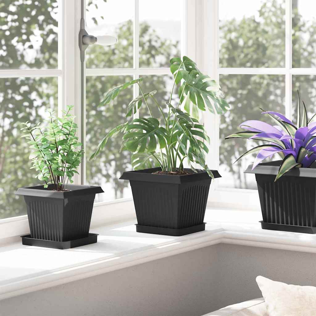 Kvadratna saksija za cvijeće 6 pcs Crna 20 x 20 x 16 cm
