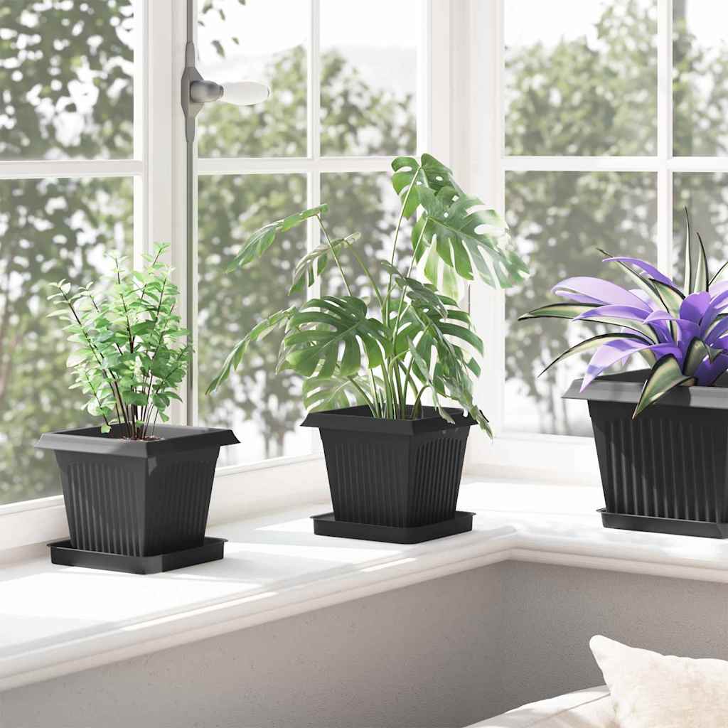 Kvadratna saksija za cvijeće 24 pcs Crna 16 x 16 x 14 cm
