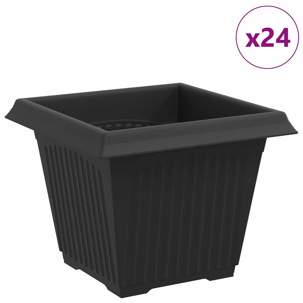 Kvadratna saksija za cvijeće 24 pcs Crna 33 x 33 x 26 cm