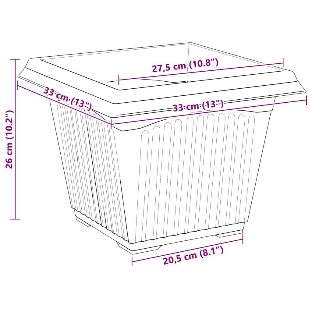 Kvadratna saksija za cvijeće 24 pcs Crna 33 x 33 x 26 cm