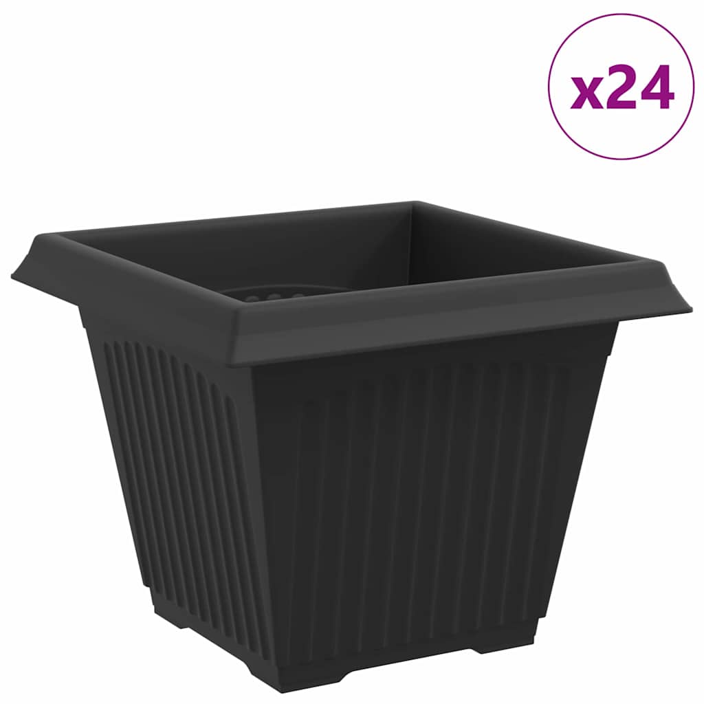 Kvadratna saksija za cvijeće 24 pcs Crna 38 x 38 x 30 cm