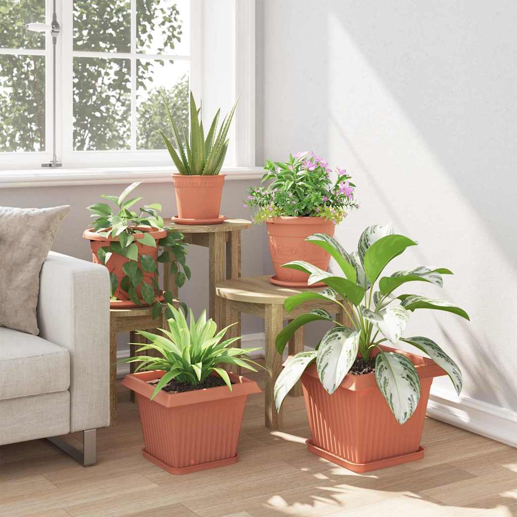 Kvadratna posuda za cvijeće 6 pcs Crvena cigla 21 x 21 x 2 cm