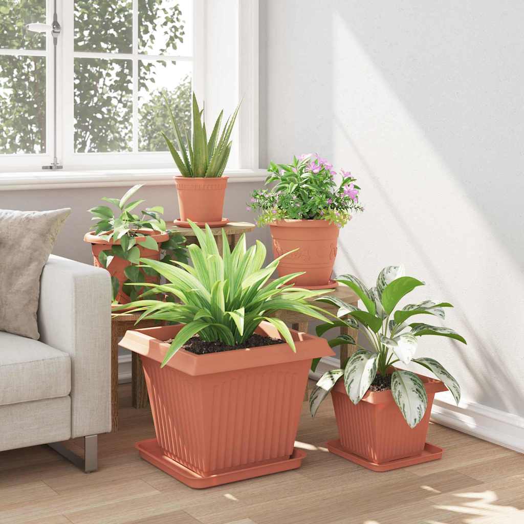Kvadratna posuda za cvijeće 6 pcs Crvena cigla 36 x 36 x 2.5 cm