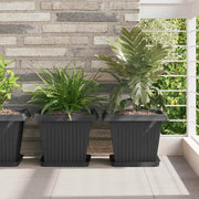 Kvadratna posuda za cvijeće 24 pcs Crna 25,5 x 25,5 x 2,5 cm