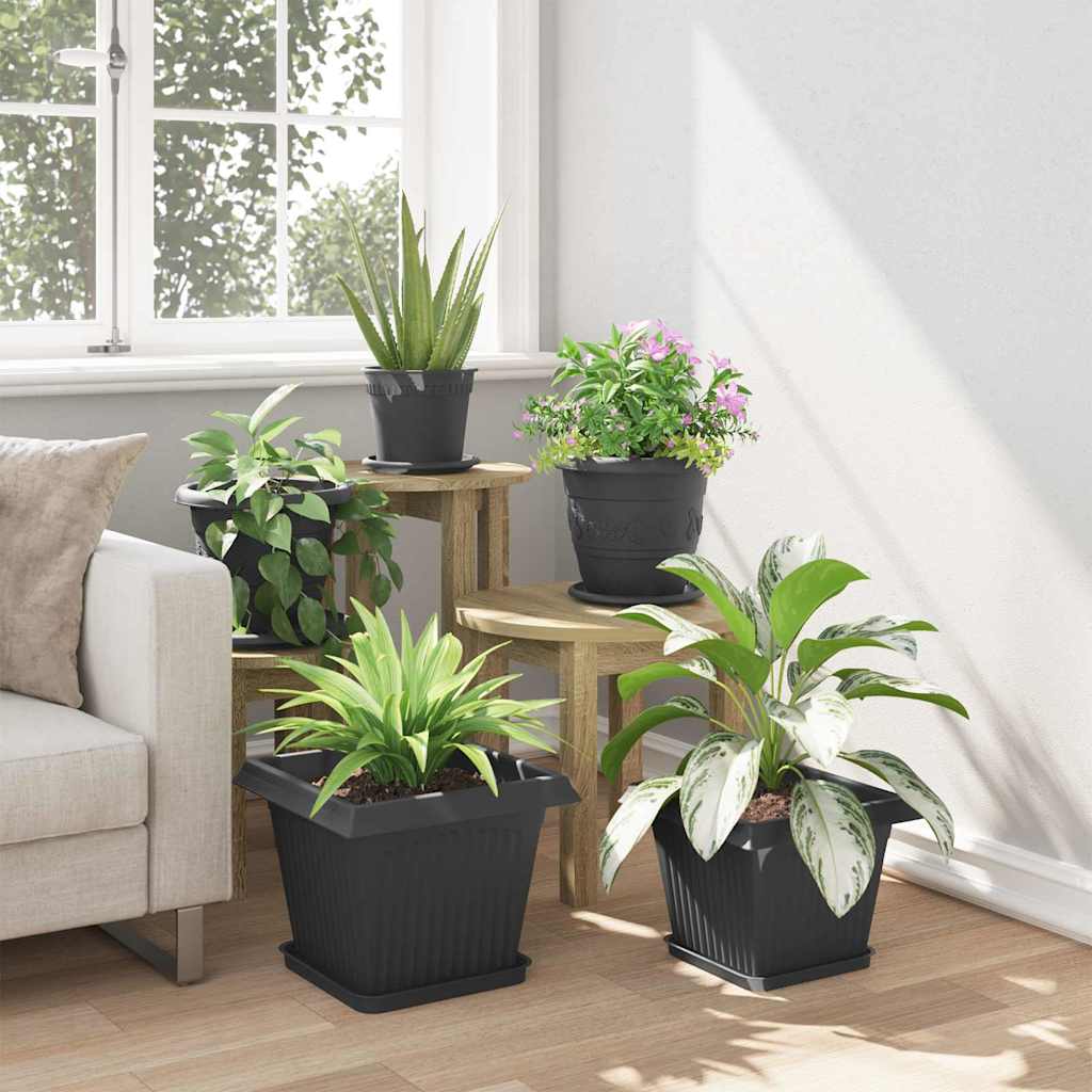 Kvadratna posuda za cvijeće 24 pcs Crna 25,5 x 25,5 x 2,5 cm