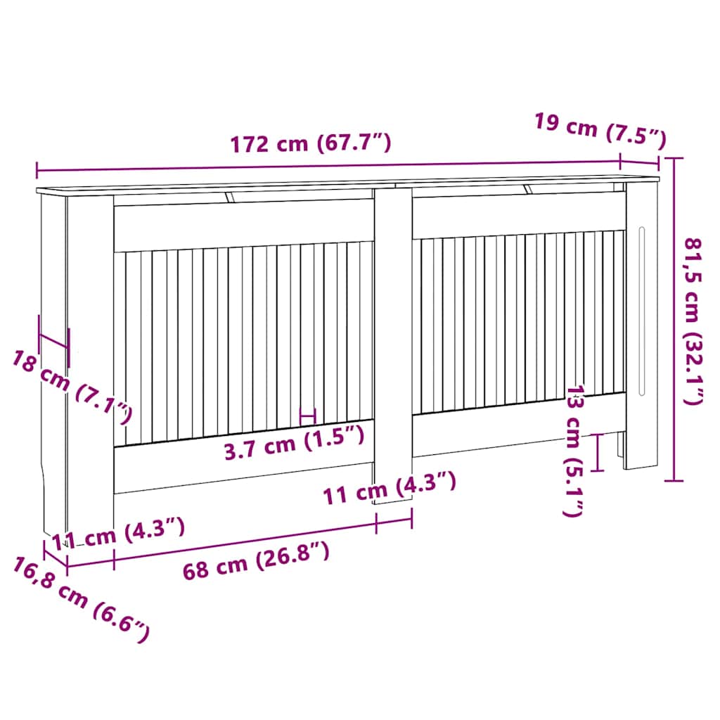 Pokrivač radijatora 2 pcs Hrast sonoma 172 x 19 x 81,5cm