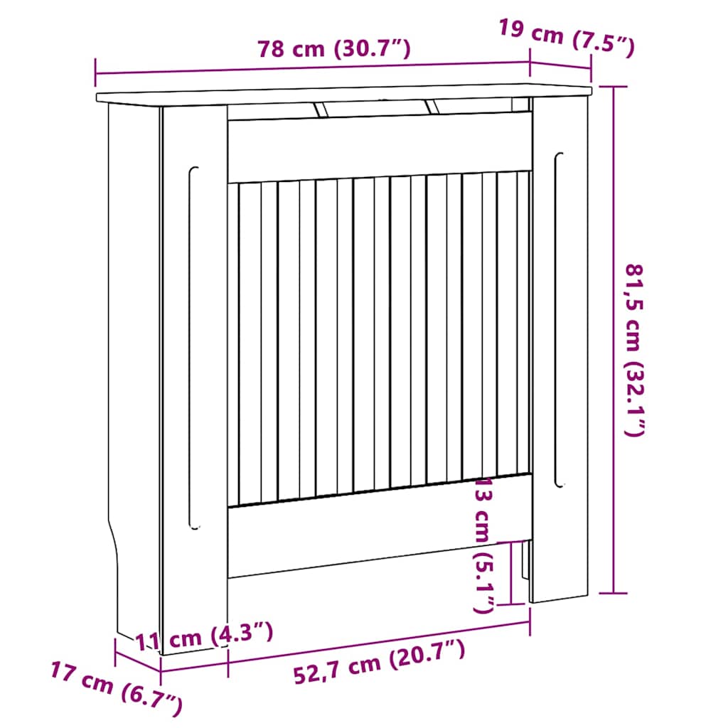 Pokrivač radijatora Crna 78 x 19 x 81,5 cm Konstruirano drvo