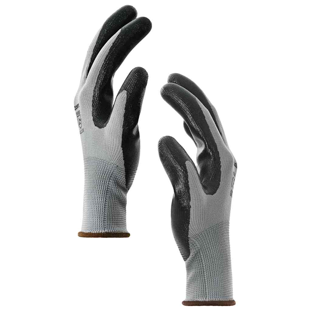 Rukavice za rad 12 pcs Siva i crna 8 / m Poliester