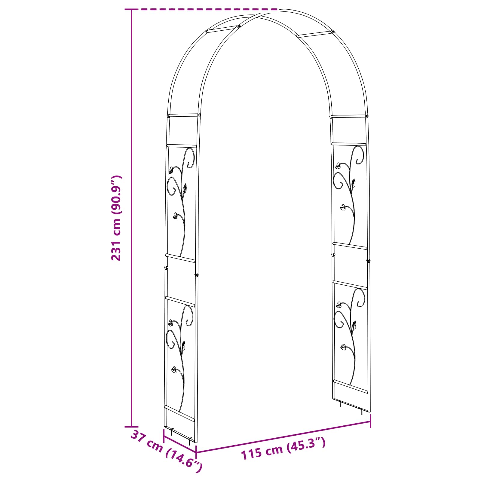 Vrtni Luk Cvjetni Zelena 115 x 37 x 231 cm