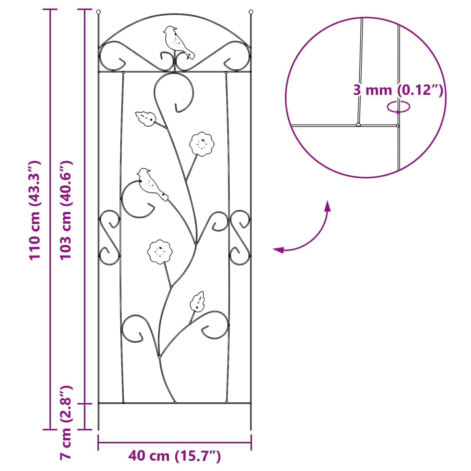 Vrtna Ograda 3 pcs Zelena 110 x 40 cm Čelik
