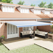 Skrovita tenda Plava i bijela 600 × 300 cm Poliester i aluminij