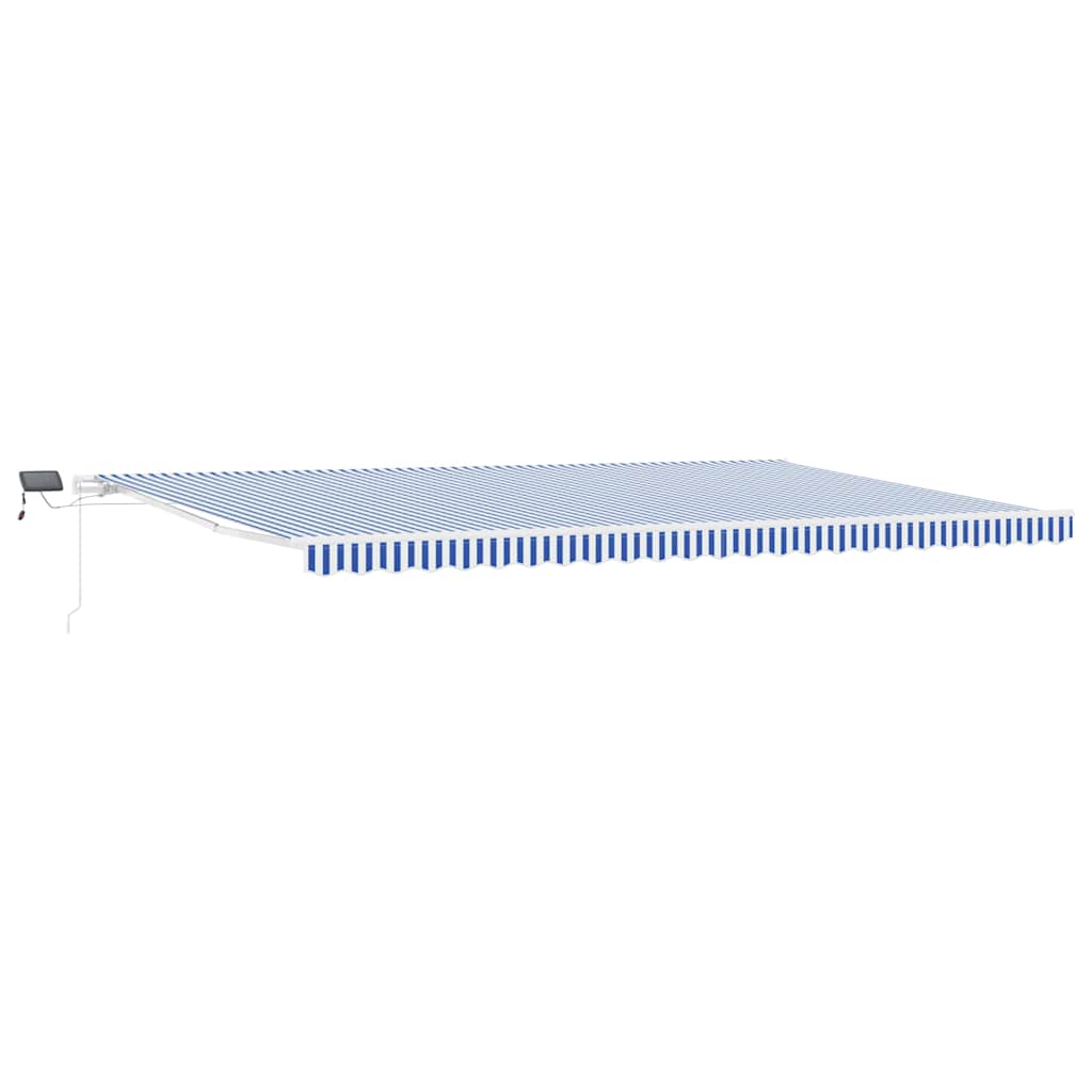 Skrovita tenda Plava i bijela 600 × 300 cm Poliester i aluminij