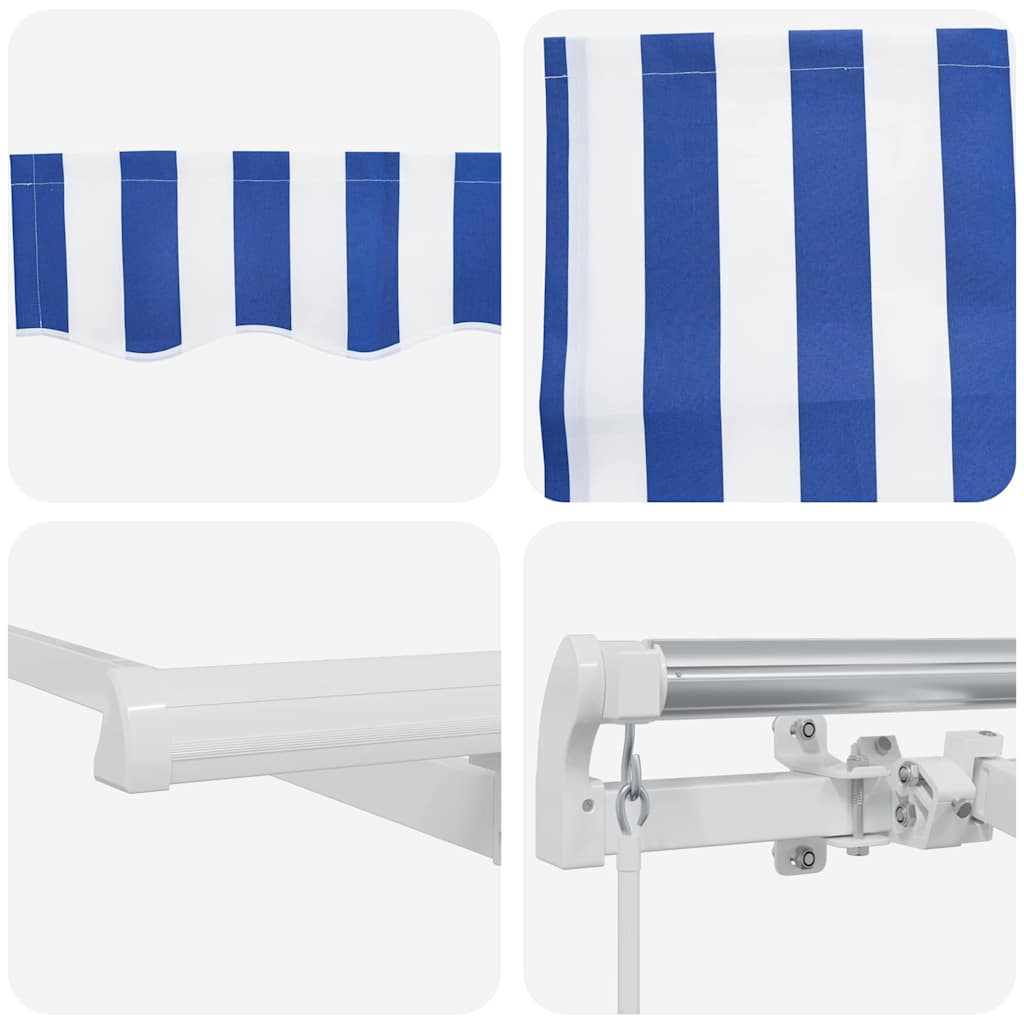 Skrovita tenda Plava i bijela 500 × 300 cm Poliester i aluminij