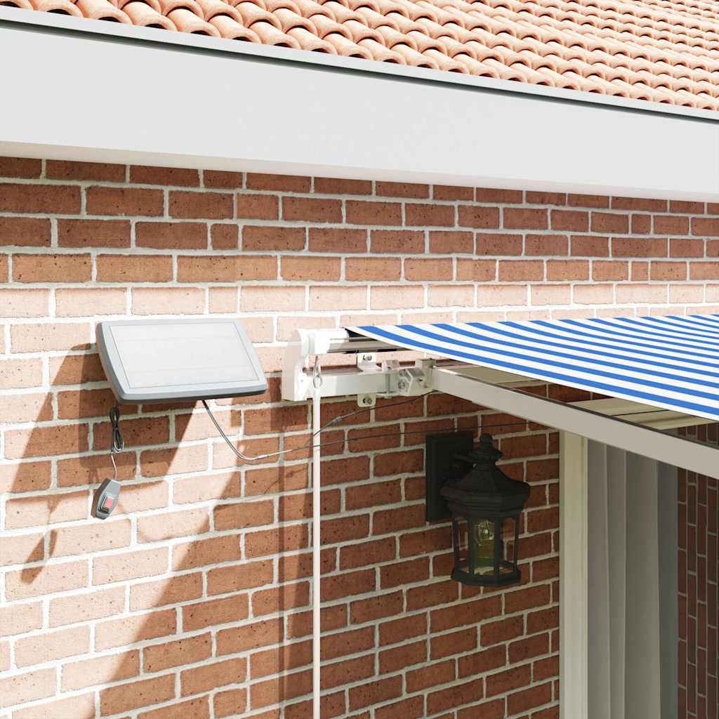 Skrovita tenda Plava i bijela 500 × 300 cm Poliester i aluminij