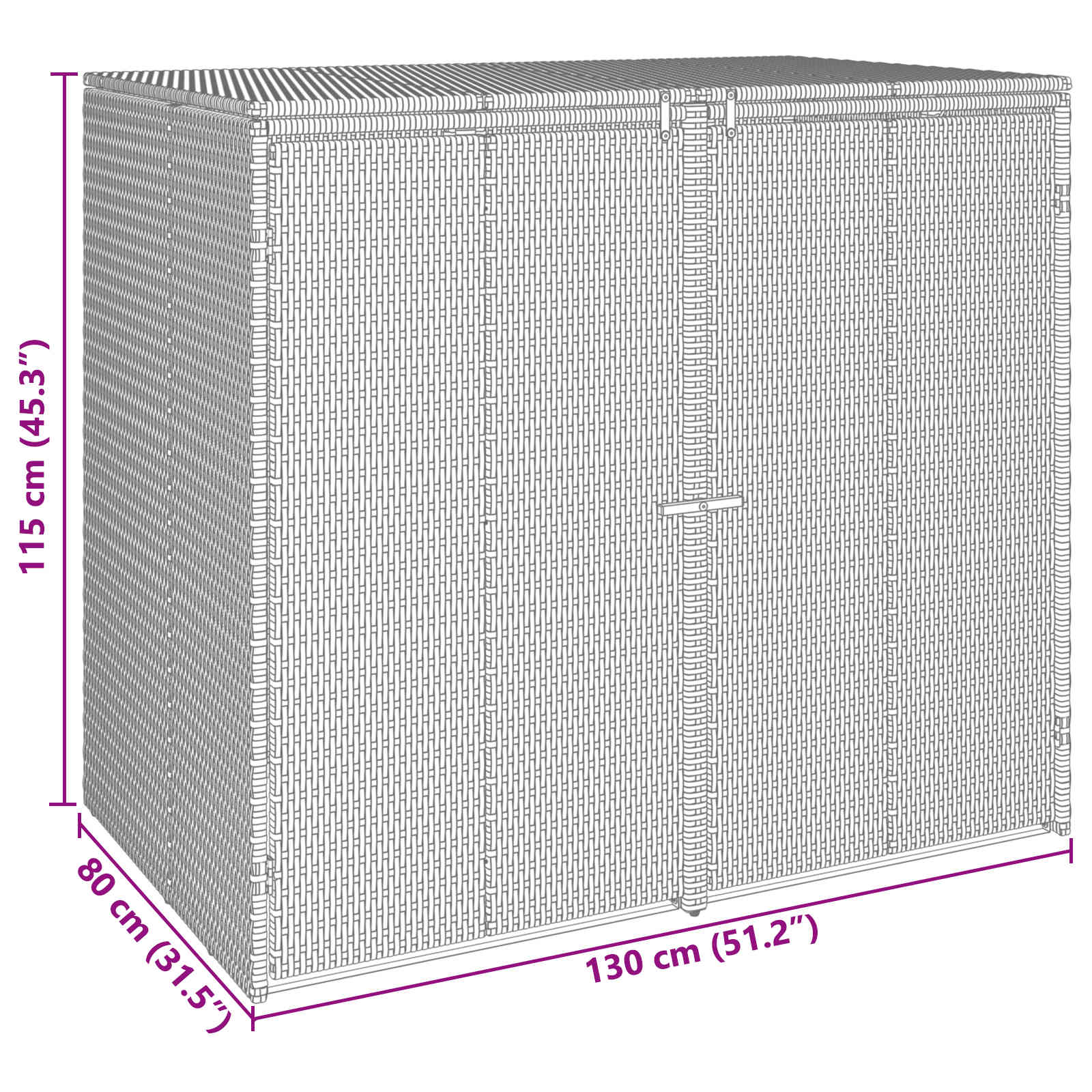 Kutija za smeće 2 pcs Siva 130 x 80 x 115 cm Polietilen