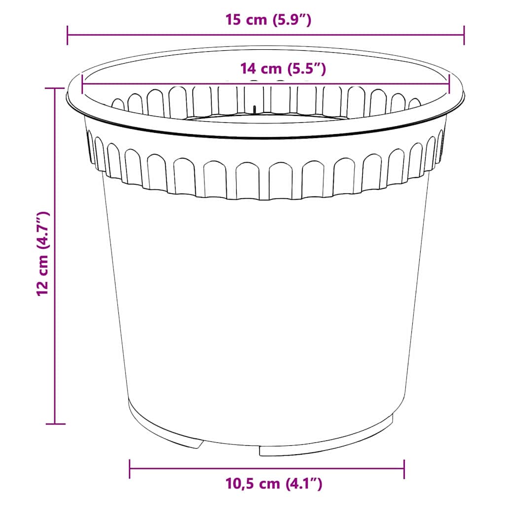 Saksije za biljke 24 pcs Crna Ø 15 x 12 cm Plastika