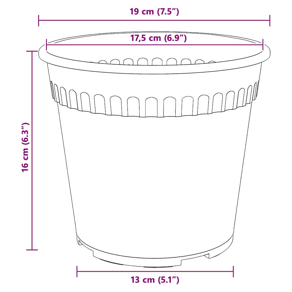 Saksije za biljke 24 pcs Crna Ø 19 x 16 cm Plastika