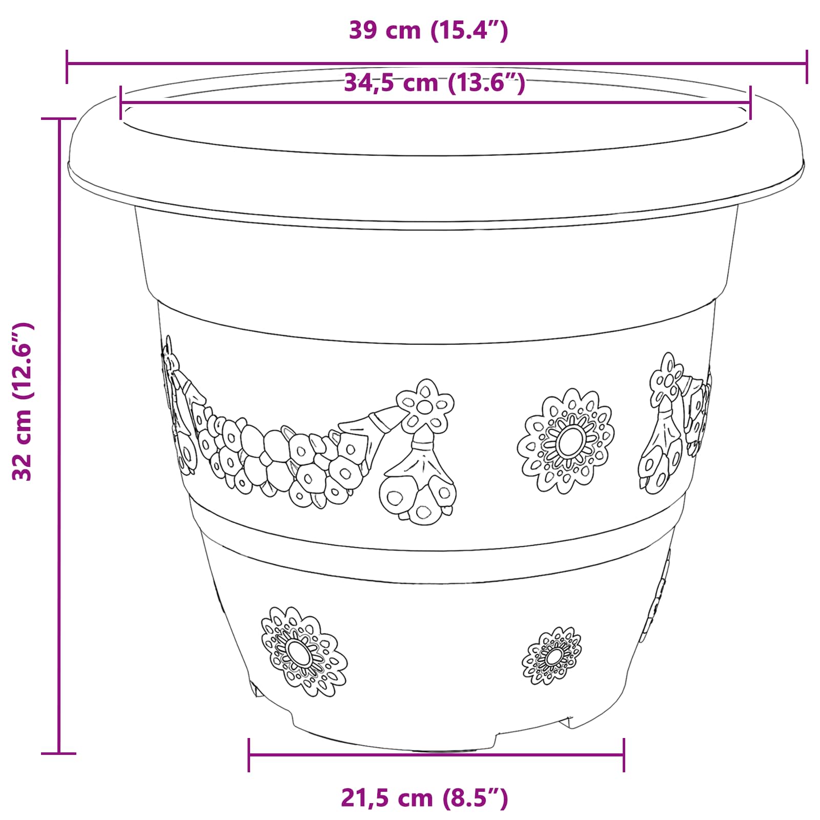 Saksije za biljke 6 pcs Crvena cigla Ø 39 x 32 cm Plastika