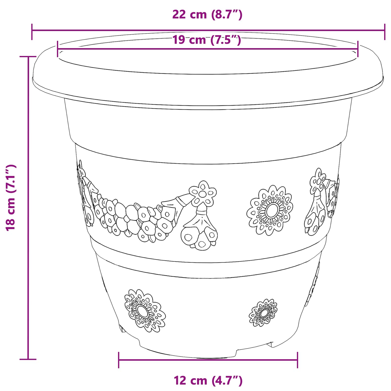 Saksije za biljke 24 pcs Crvena cigla Ø 22 x 18 cm Plastika