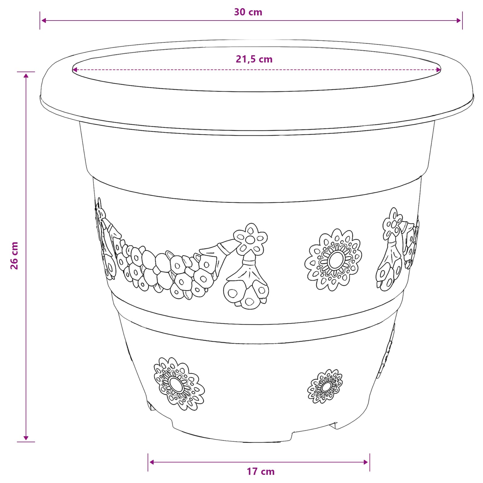 Saksije za biljke 24 pcs Crvena cigla Ø 30 x 25 cm Plastika