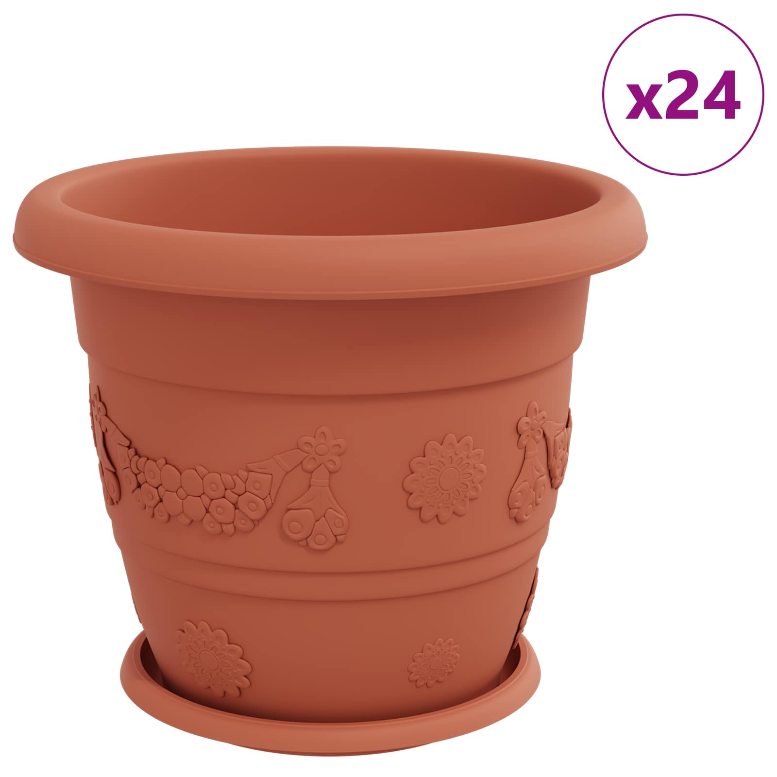 Saksije za biljke 24 pcs Crvena cigla Ø 34 x 28 cm Plastika