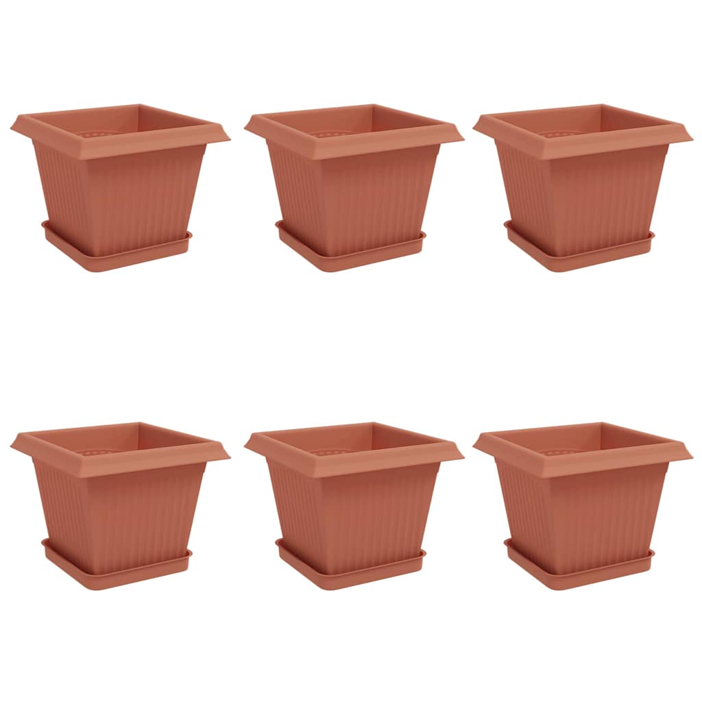 Saksije za biljke 6 pcs Crvena cigla 20 x 20 x 16 cm Plastika