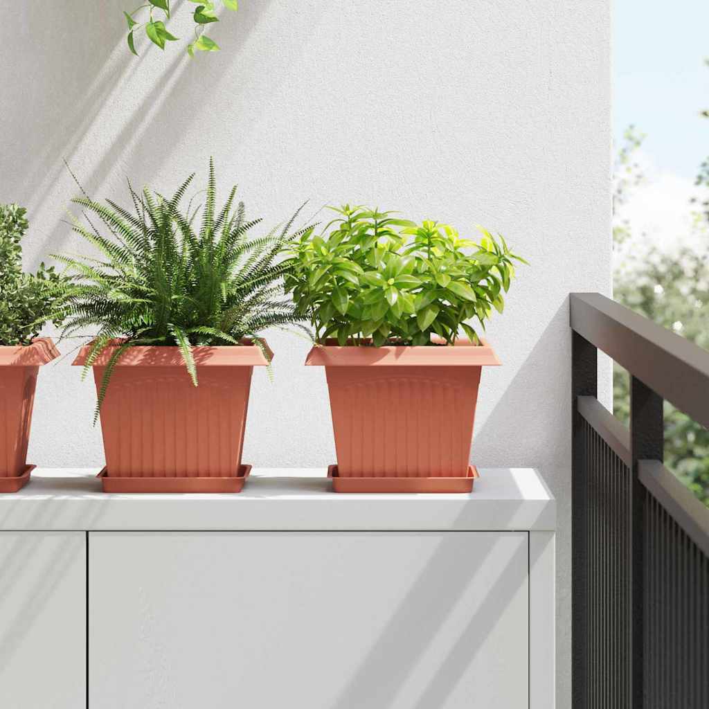 Saksije za biljke 6 pcs Crvena cigla 23 x 23 x 17,5 cm Plastika