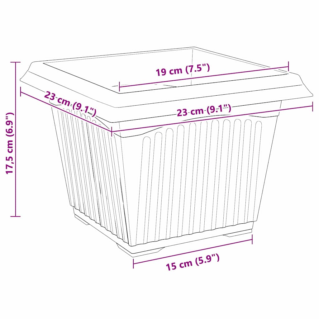 Saksije za biljke 6 pcs Crvena cigla 23 x 23 x 17,5 cm Plastika
