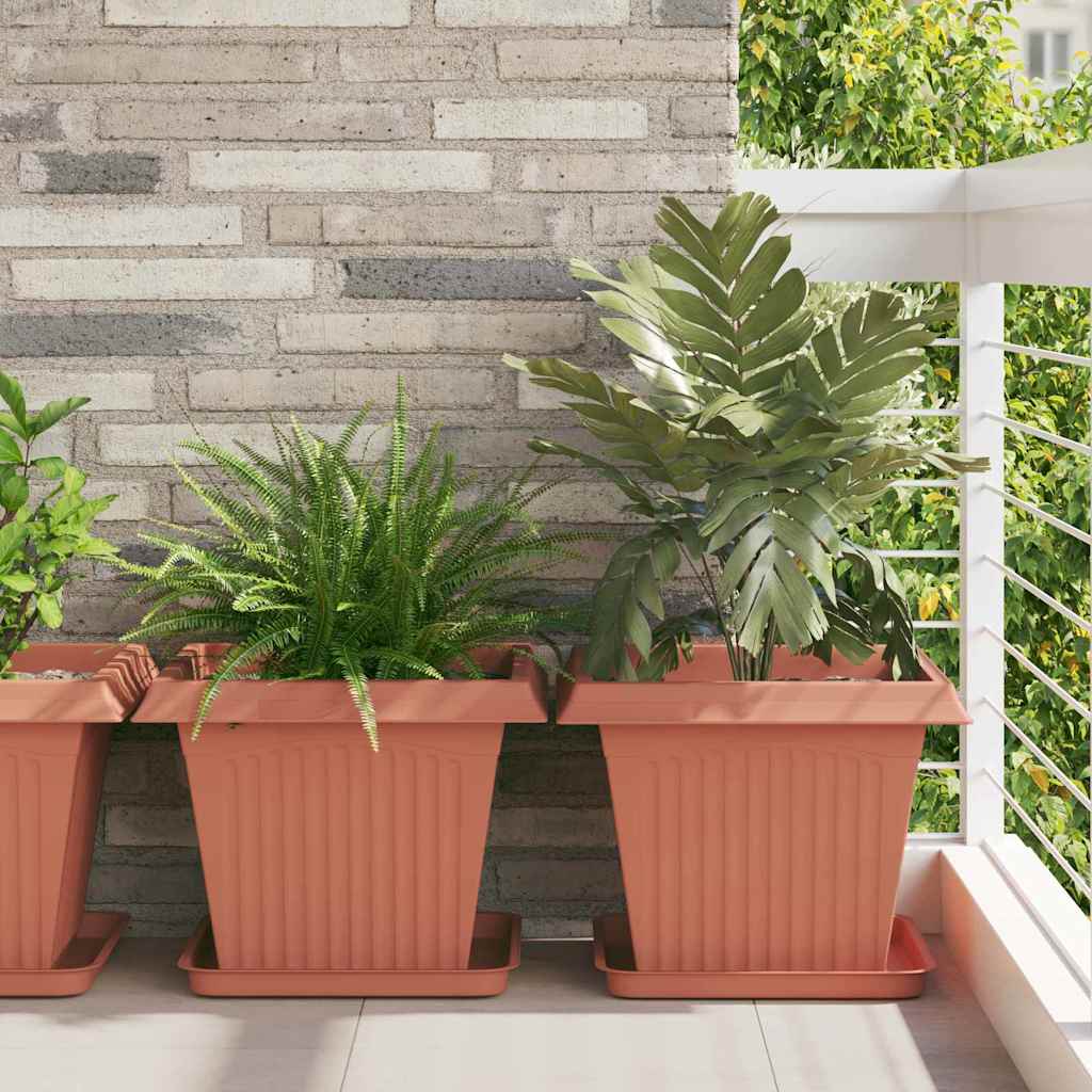 Saksije za biljke 6 pcs Crvena cigla 43 x 43 x 33,5 cm Plastika