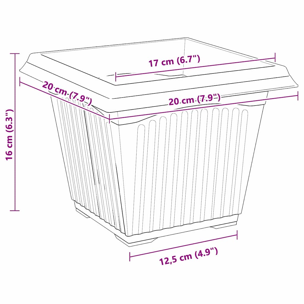 Saksije za biljke 6 pcs Crna 20 x 20 x 16 cm Plastika