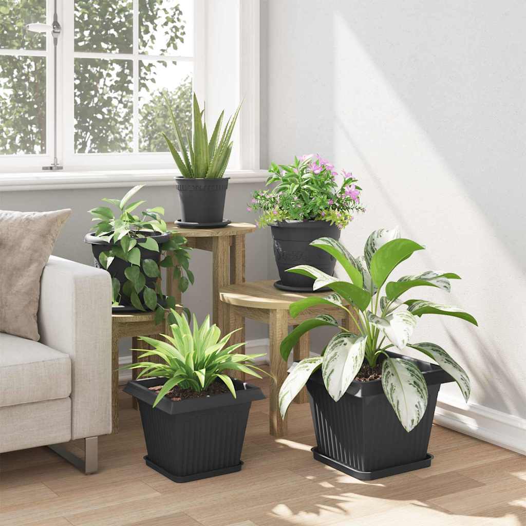 Saksije za biljke 6 pcs Crna 28,5 x 28,5 x 22 cm Plastika