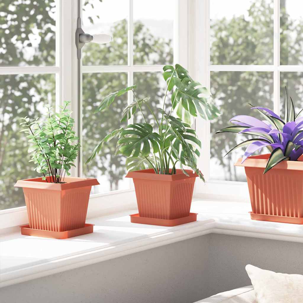 Saksije za biljke 24 pcs Crvena cigla 16 x 16 x 14 cm Plastika