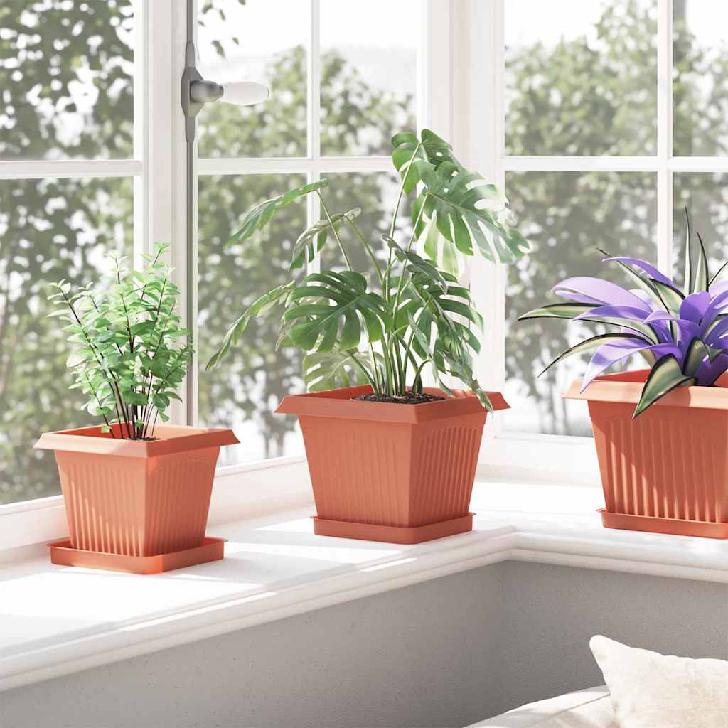 Saksije za biljke 24 pcs Crvena cigla 20 x 20 x 16 cm Plastika