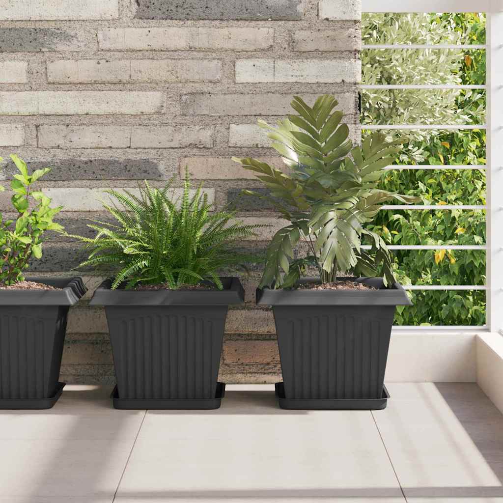 Saksije za biljke 24 pcs Crna 28,5 x 28,5 x 22 cm Plastika