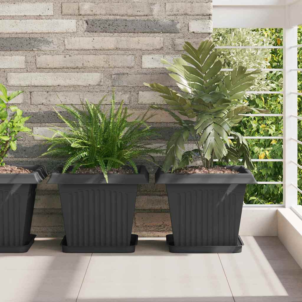 Saksije za biljke 24 pcs Crna 33 x 33 x 26 cm Plastika