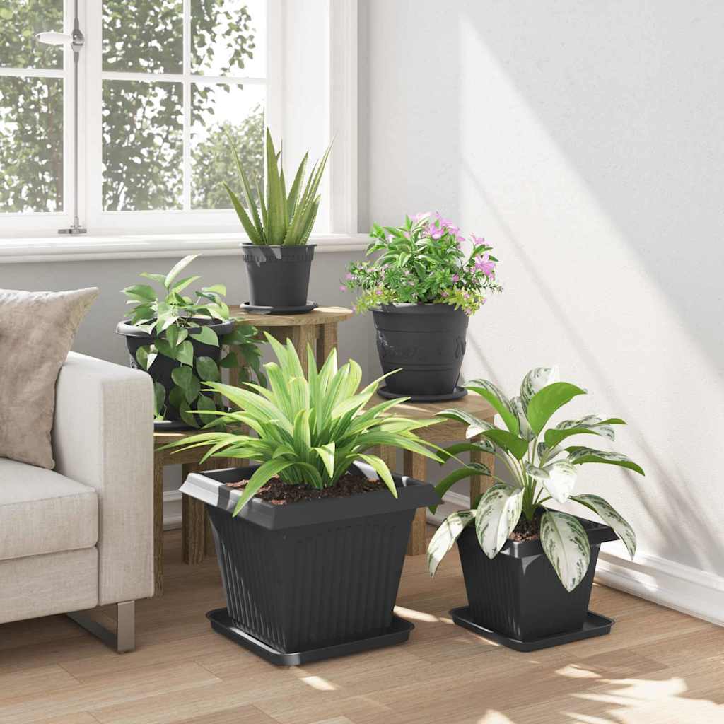 Saksije za biljke 24 pcs Crna 38 x 38 x 30 cm Plastika