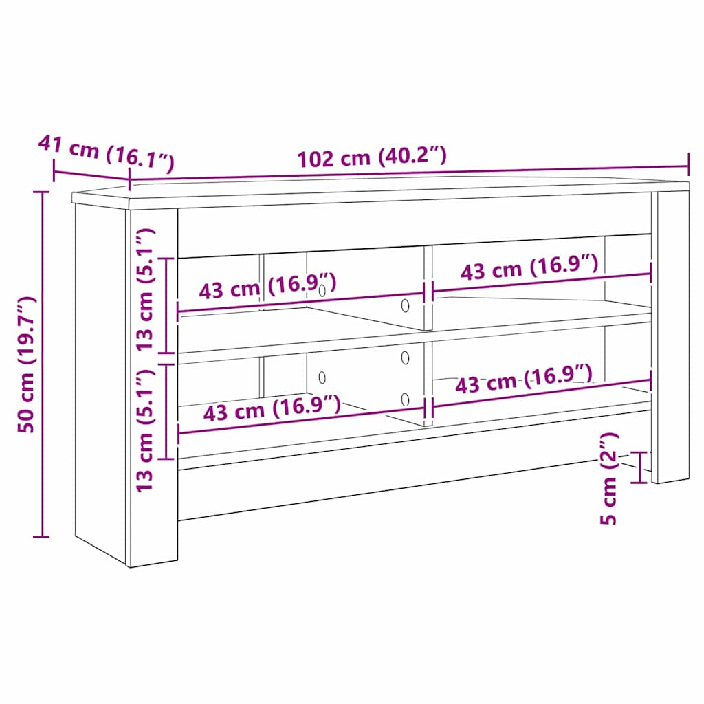 KutuskiTVormar Siva Sonoma 102 x 40,5 x 45 cm Konstruirano drvo