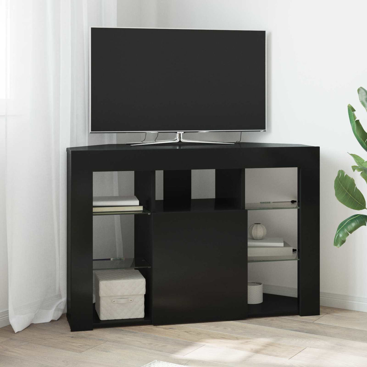Kotni LED TV ormar 100x40x68cm Crna Konstruirano drvo