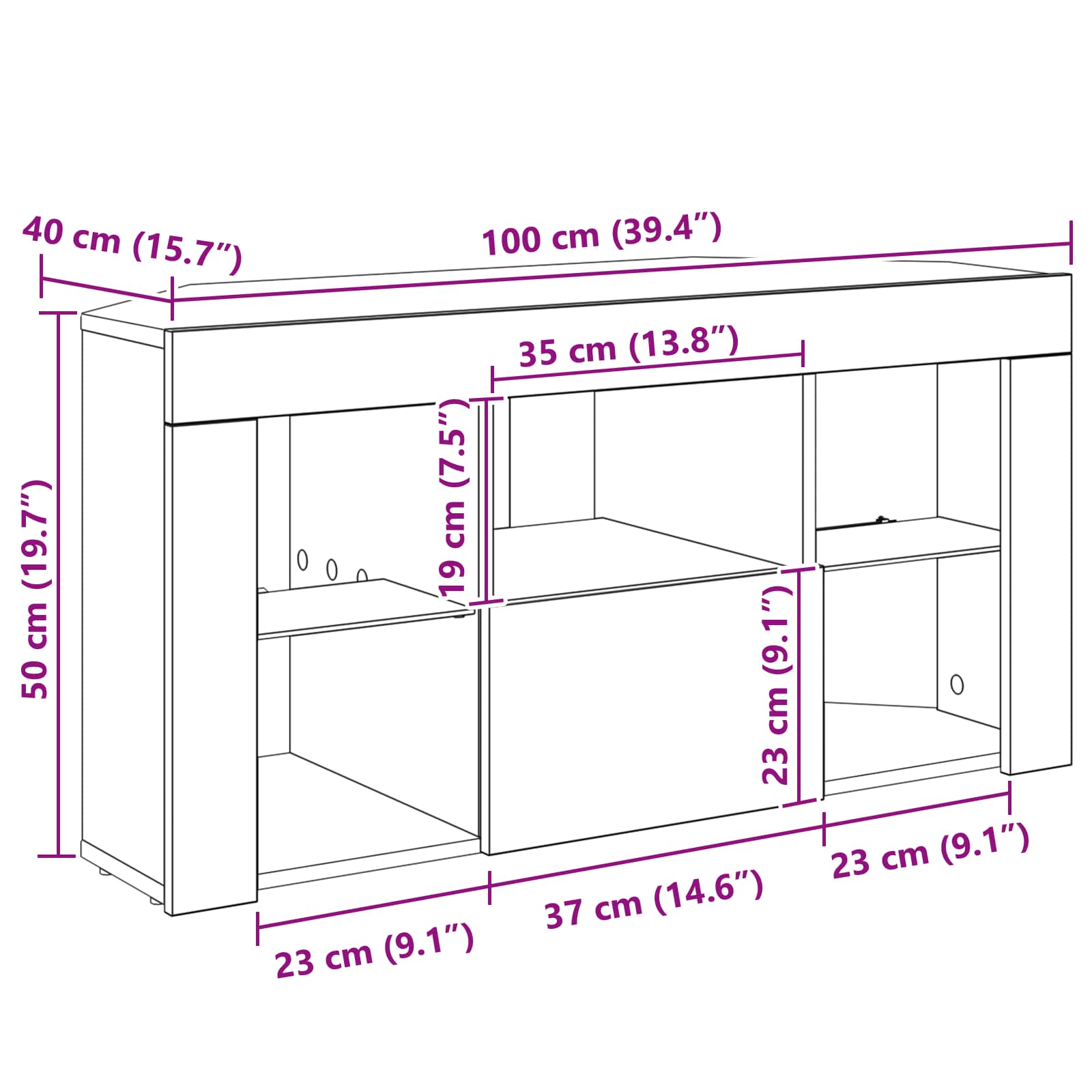 Kotni LED TV ormar Crna 100 x 40 x 50 cm Konstruirano drvo
