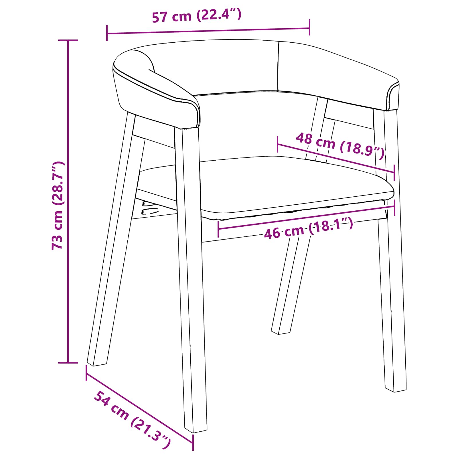 Trpezarijske stolice 2 pcs Svijetlosmeđa 54 x 57 x 73 cm
