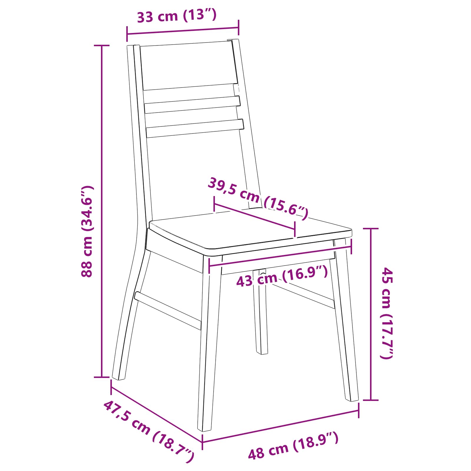 Trpezarijske stolice 2 pcs Bijelo 43 x 54 x 89 cm